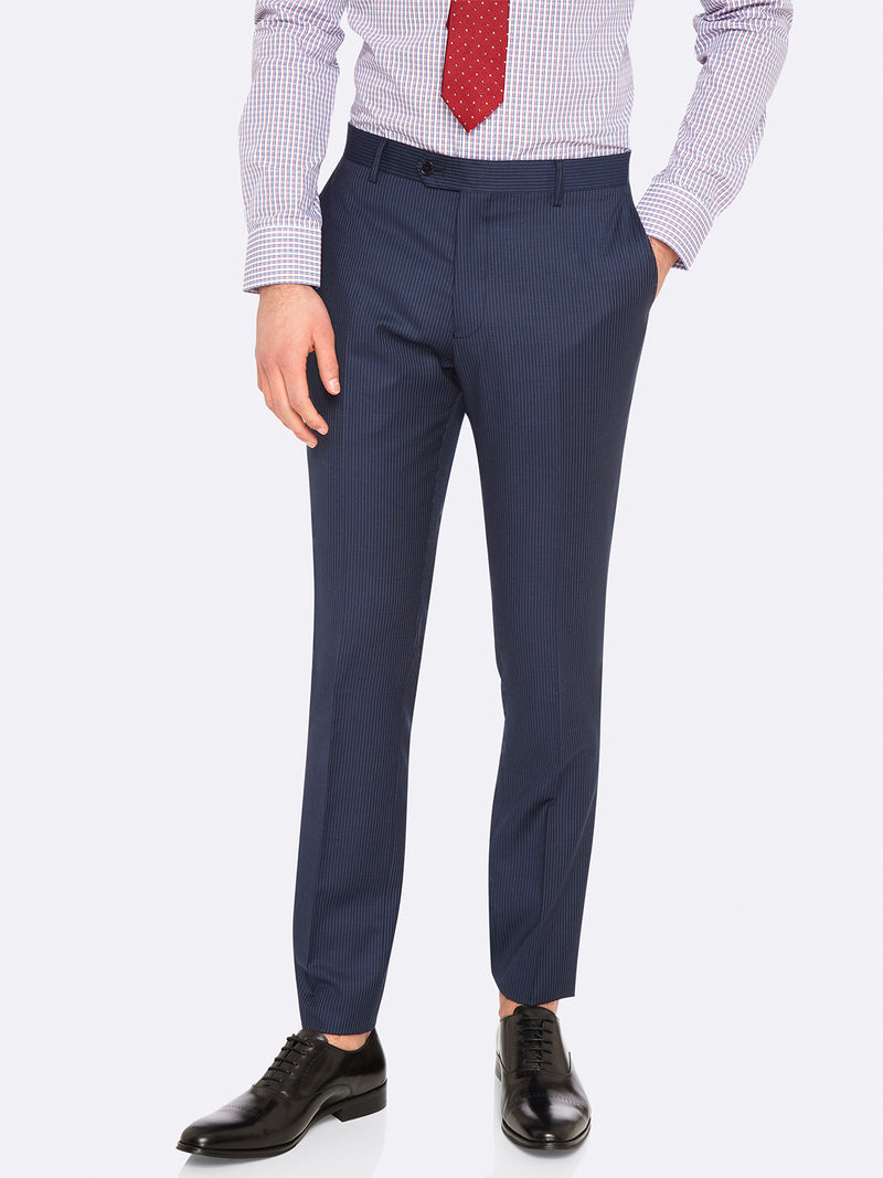 MARLOWE WOOL SUIT TROUSERS NAVY