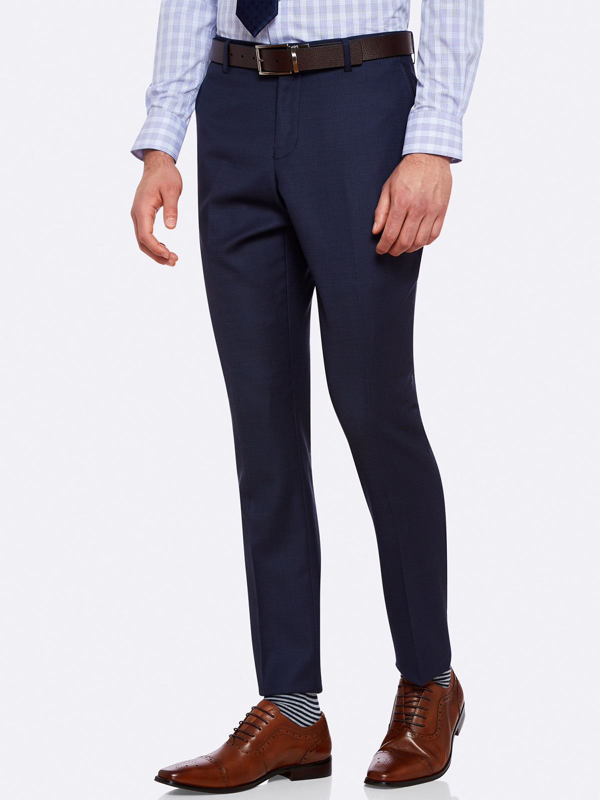 HOPKINS WOOL SUIT TROUSERS BLUE