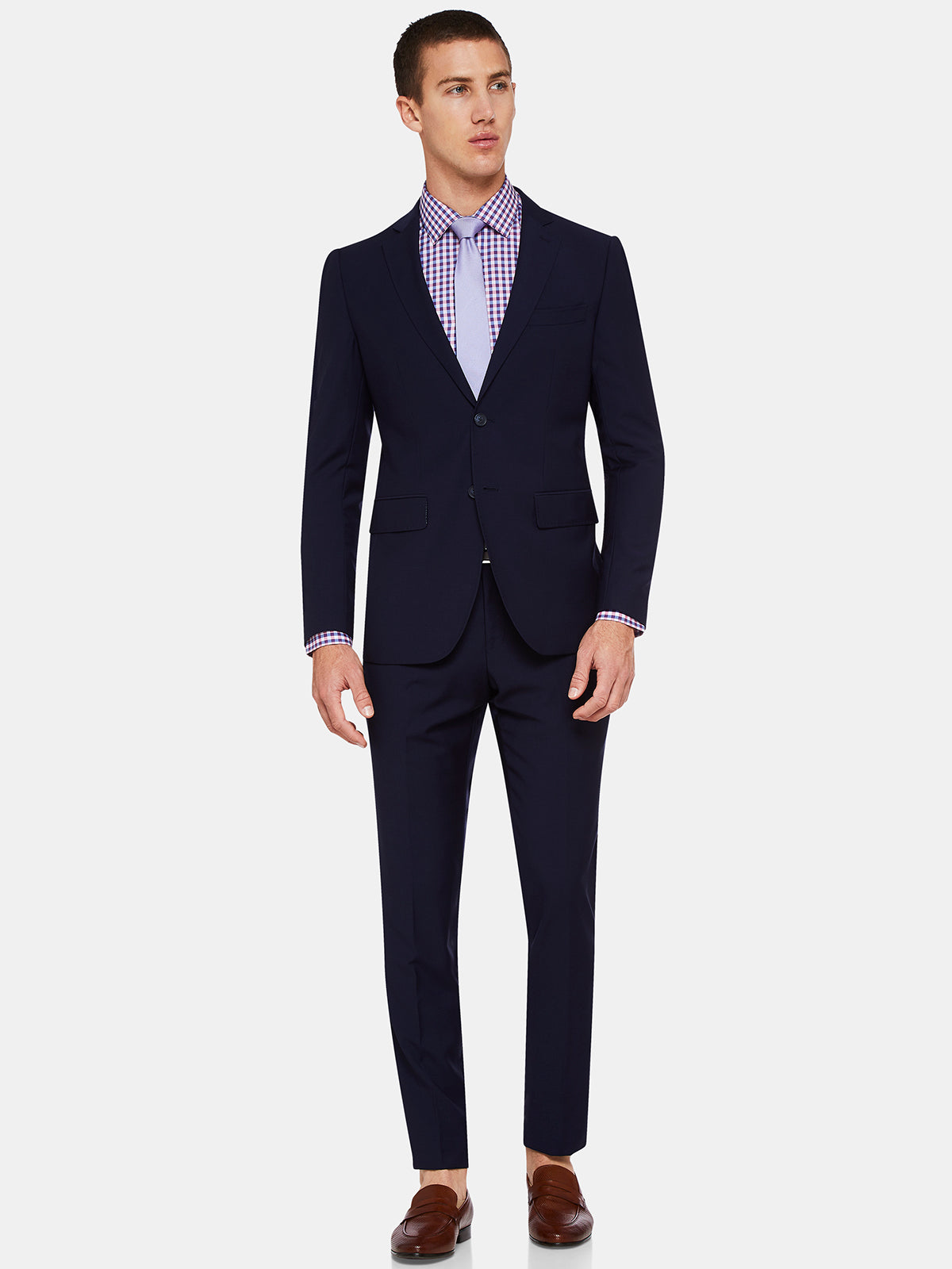 Navy Pleated Braddon Trousers in Circular Wool Flannel  SUITSUPPLY India