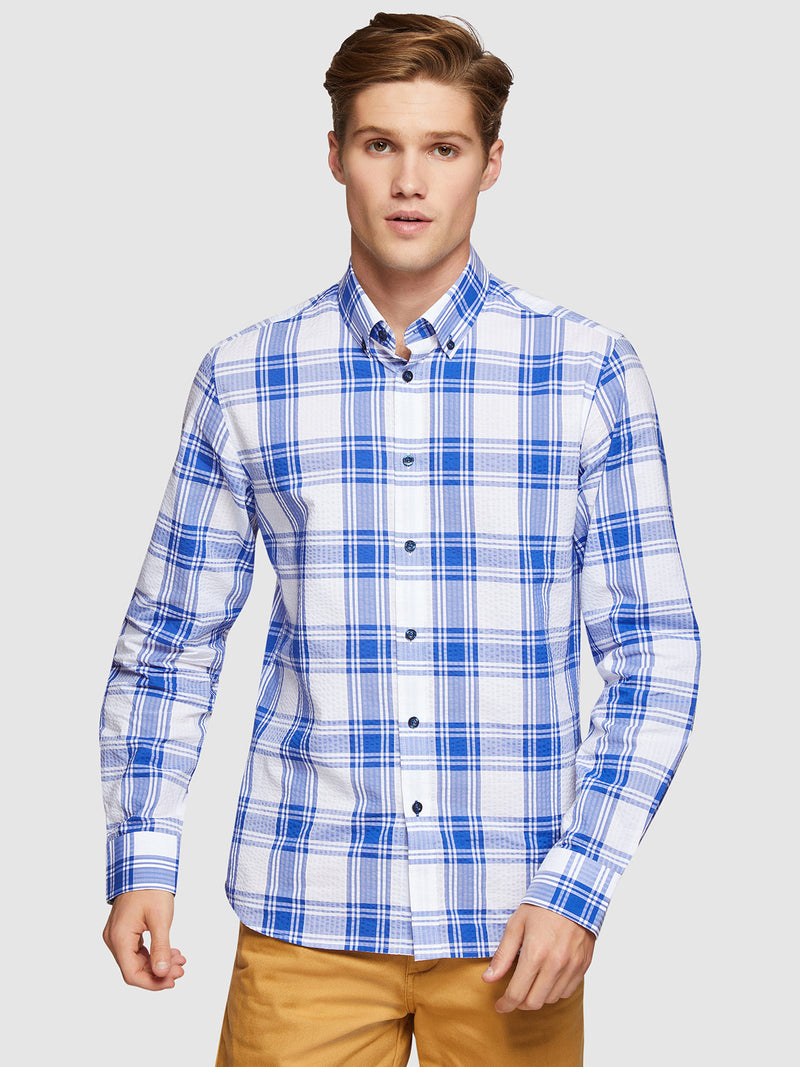 STRATTON CHECKED SHIRT FRENCH BLUE