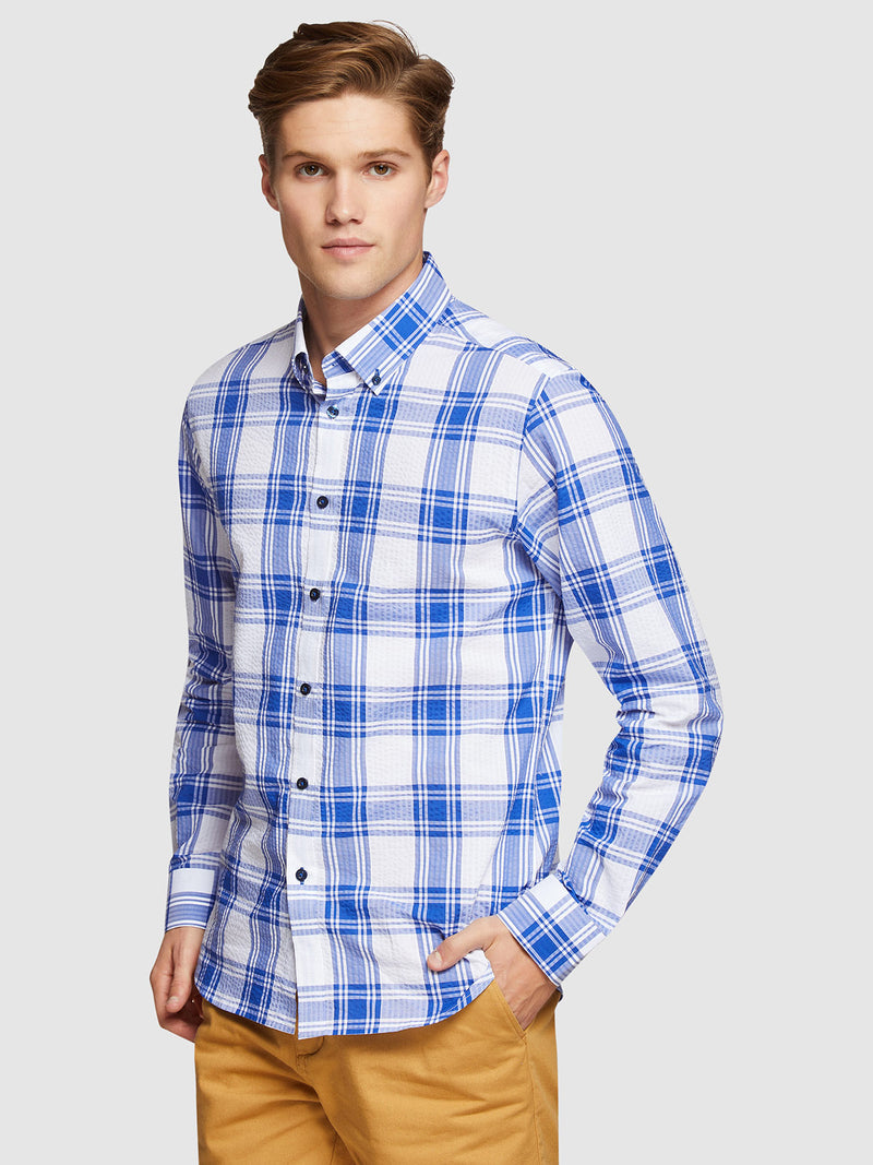 STRATTON CHECKED SHIRT FRENCH BLUE