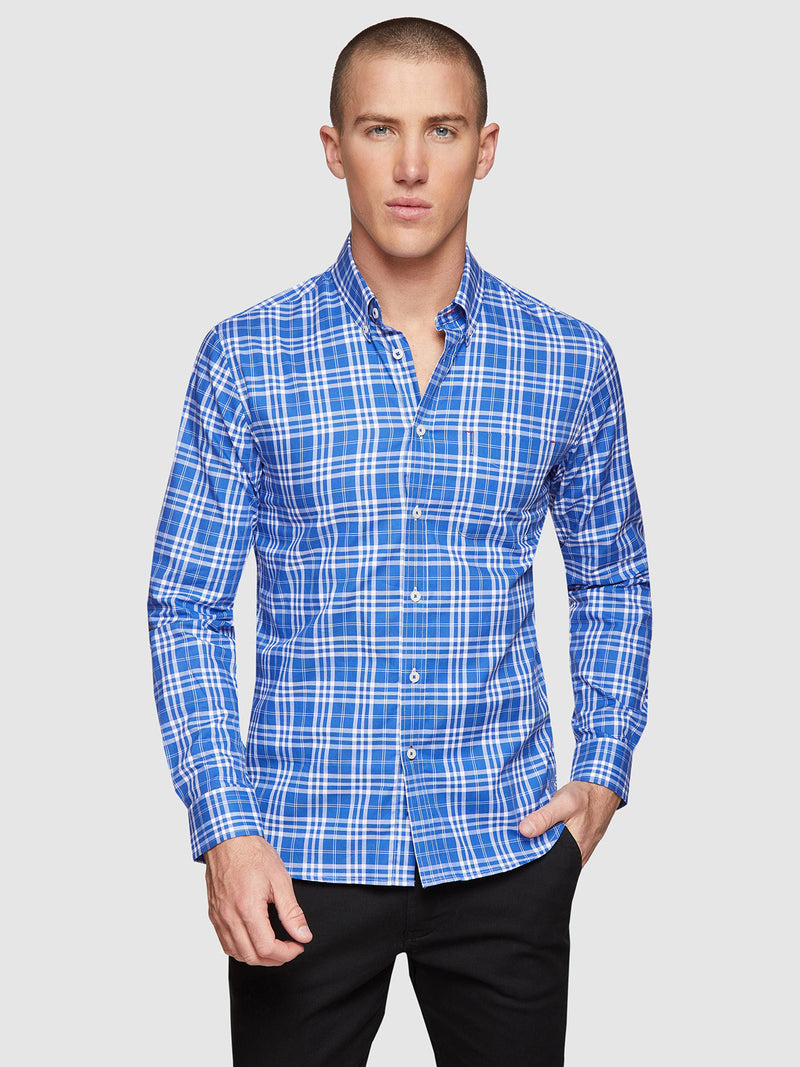 UXBRIDGE CHECKED SHIRT BLUE