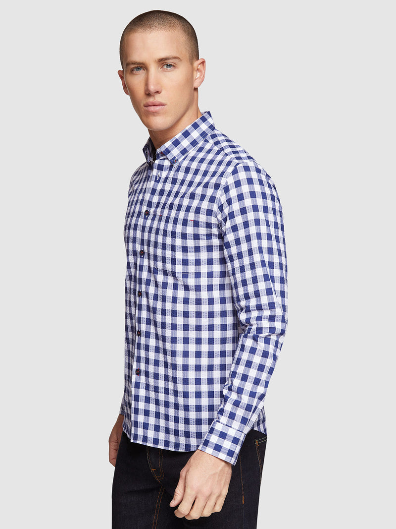 STRATTON CHECKED SHIRT NAVY