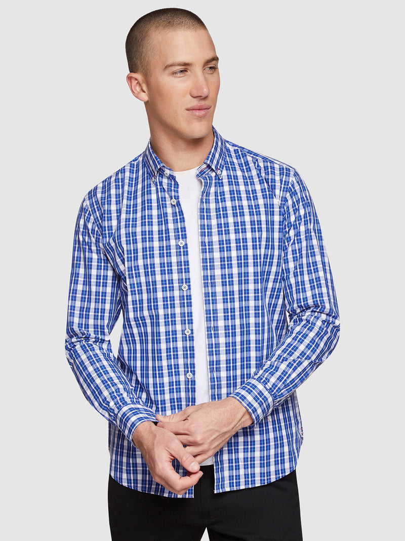 STRATTON CHECKED SHIRT FRENCH BLUE