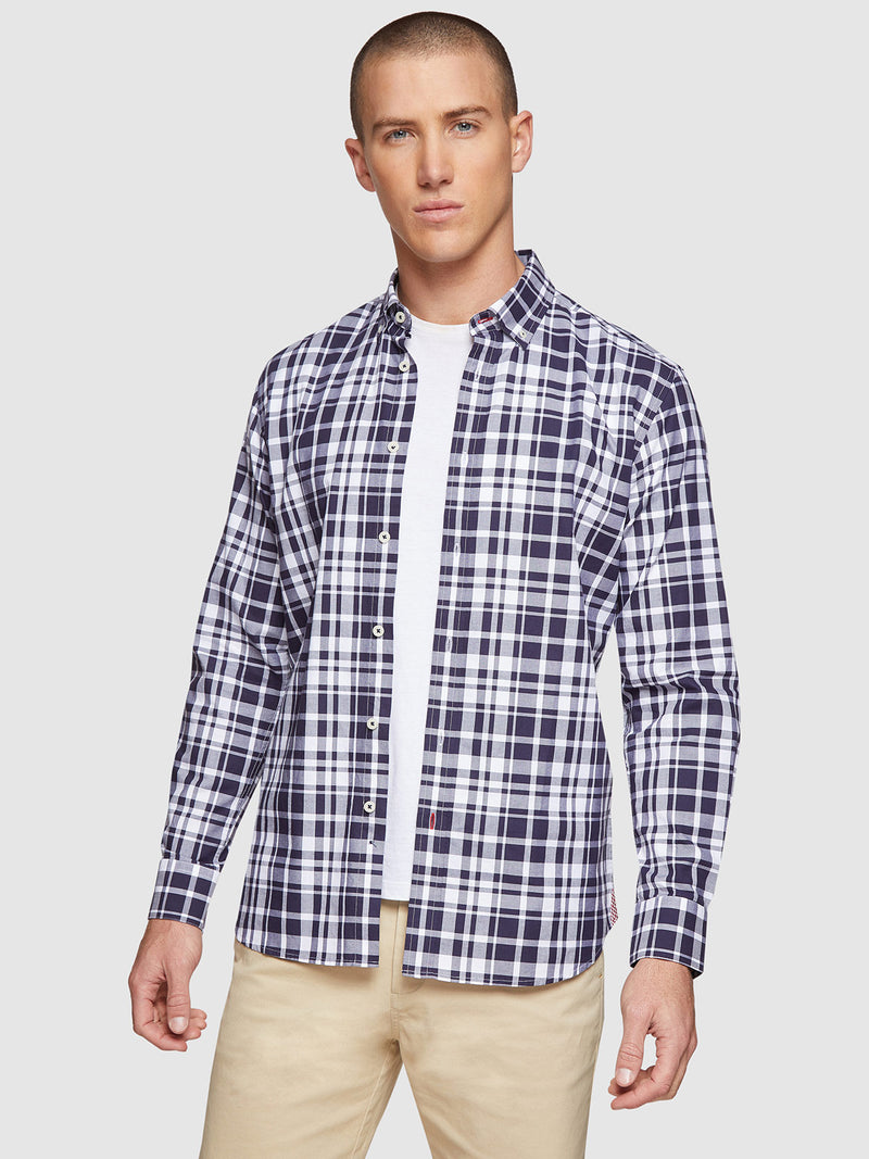 STRATTON CHECKED REGULAR FIT SHIRT NAVY