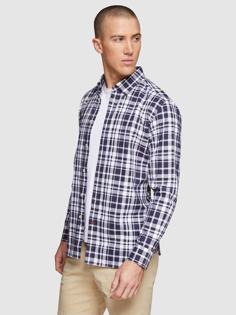 STRATTON CHECKED REGULAR FIT SHIRT NAVY