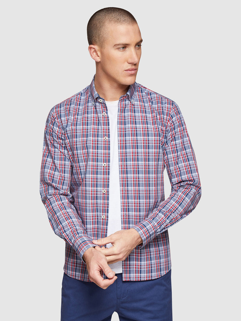 STRATTON CHECKED SHIRT NAVY/RED