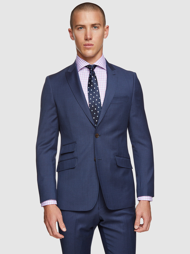 HOPKINS PEAK LAPEL WOOL SUIT JACKET BLUE