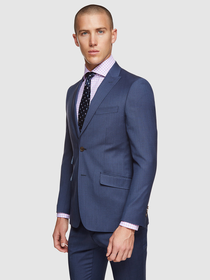 HOPKINS PEAK LAPEL WOOL SUIT JACKET BLUE