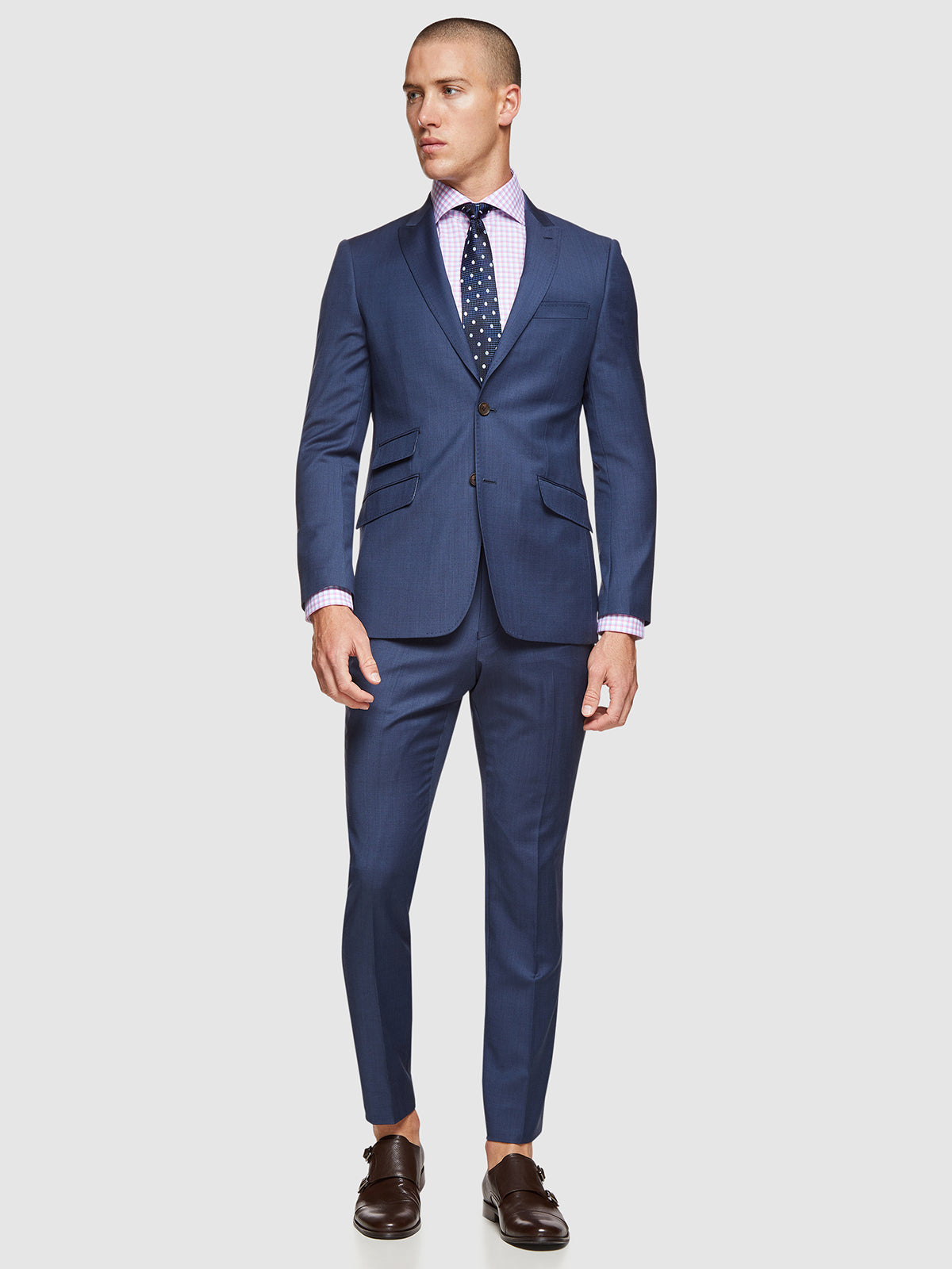 HOPKINS WOOL SUIT TROUSERS BLUE