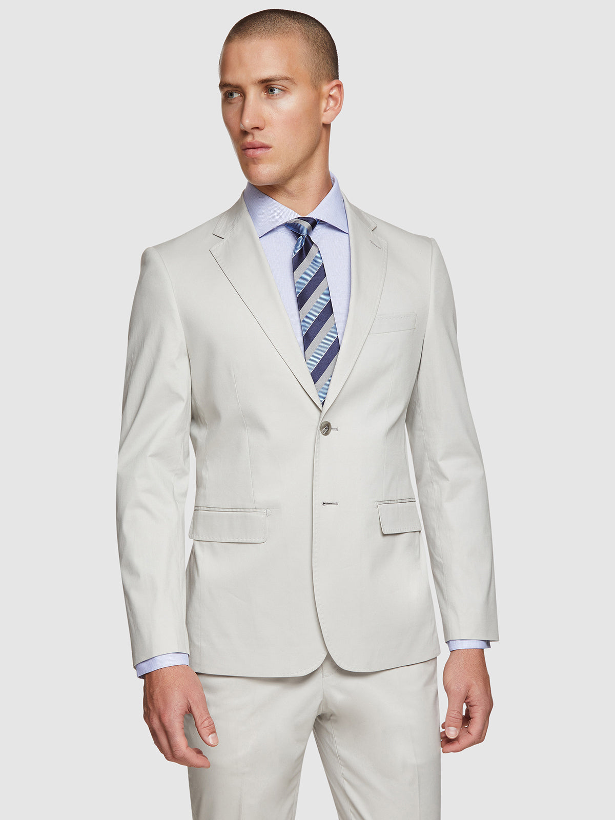 BYRON COTTON STRETCH SUIT JACKET SILVER