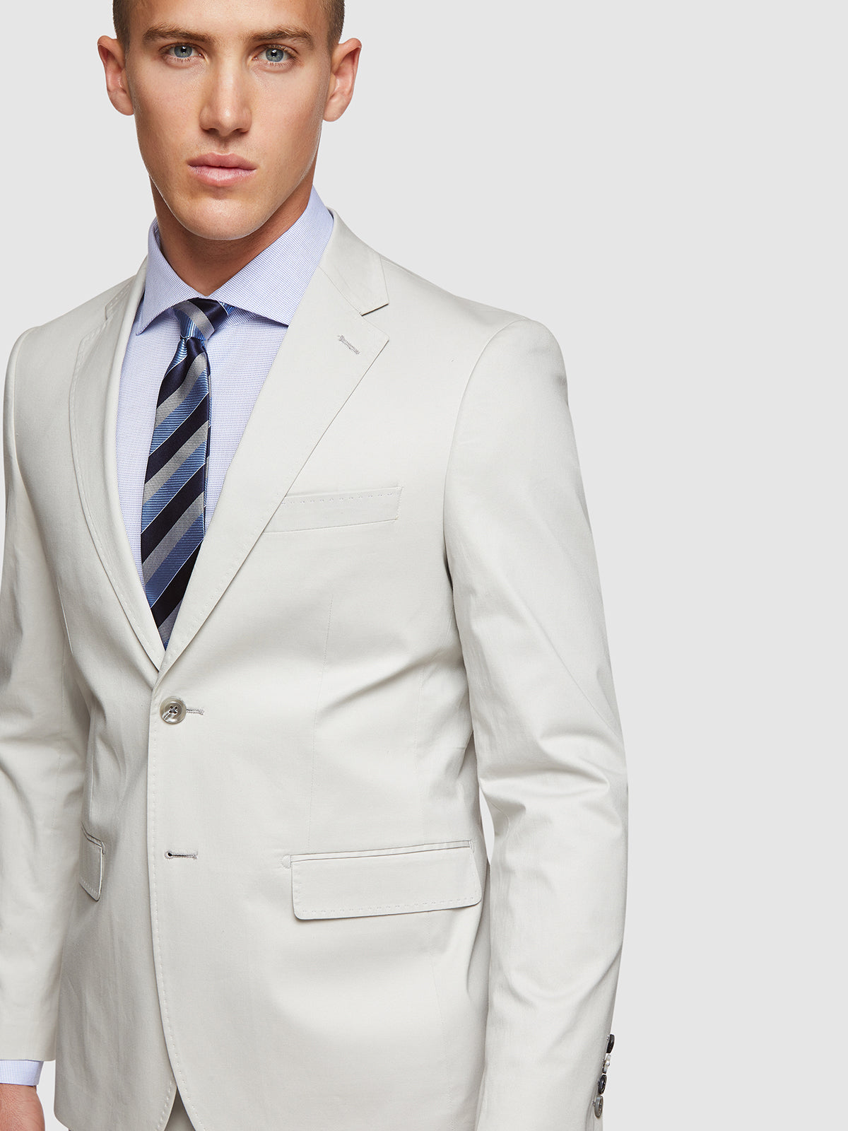 BYRON COTTON STRETCH SUIT JACKET SILVER