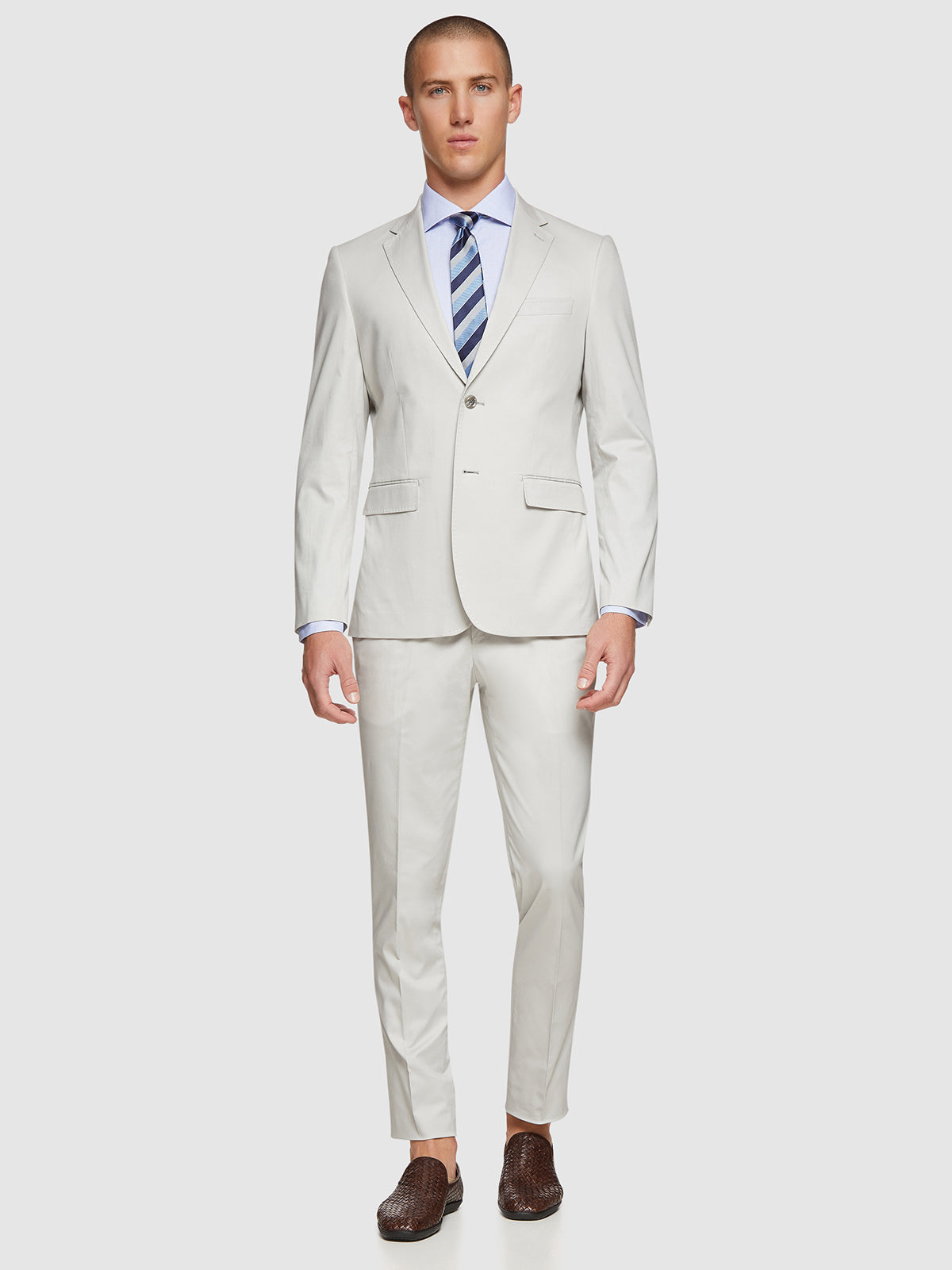 BYRON COTTON STRETCH SUIT JACKET SILVER