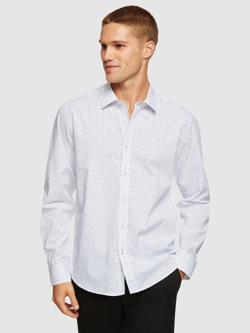 KENTON PRINTED SHIRT WHITE/BLUE