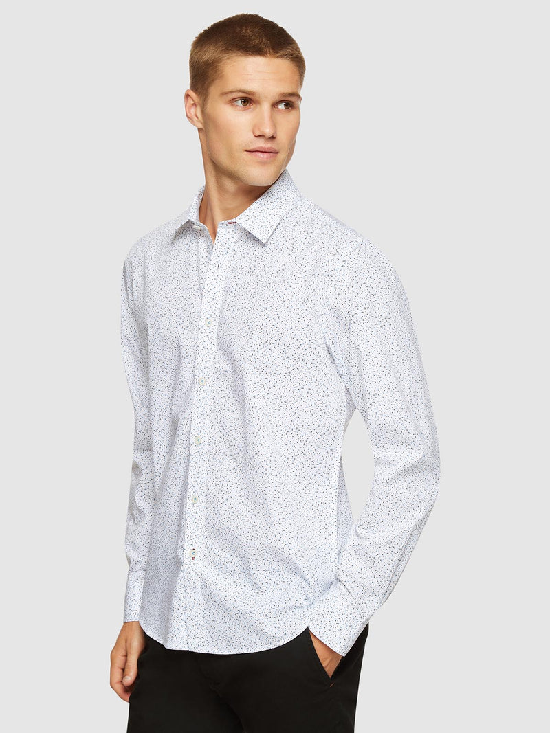 KENTON PRINTED SHIRT WHITE/BLUE