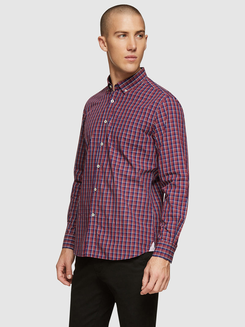 STRATTON REGULAR FIT CHECKED SHIRT RED