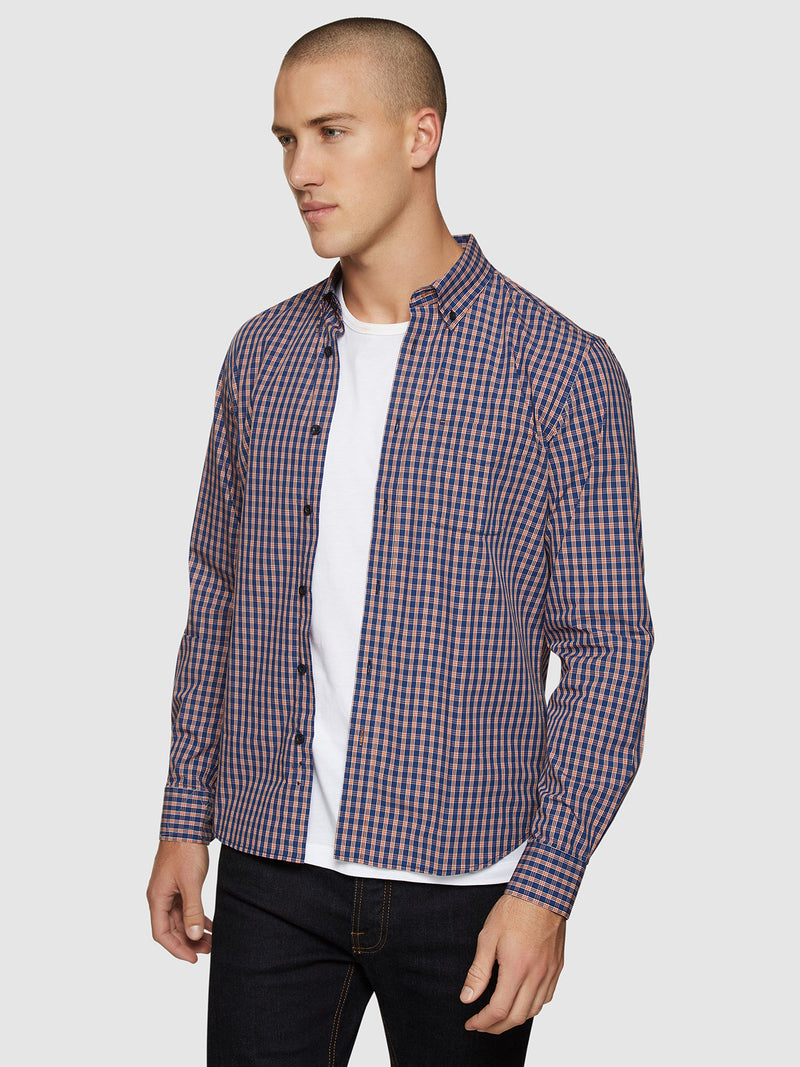 UXBRIDGE CHECKED SHIRT NAVY/TAN