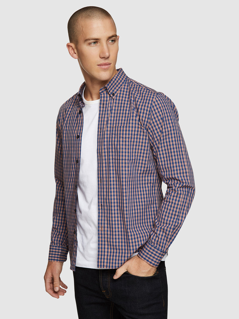 UXBRIDGE CHECKED SHIRT NAVY/TAN