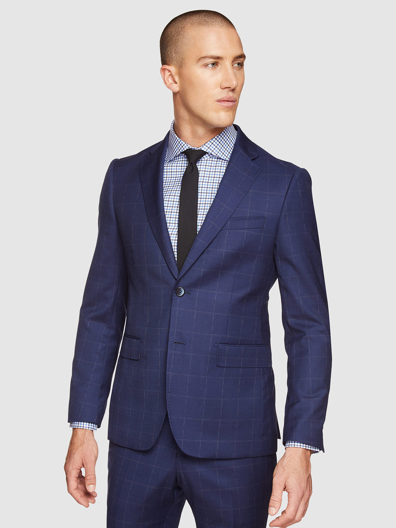 BYRON WOOL STRETCH CHECKED JACKET