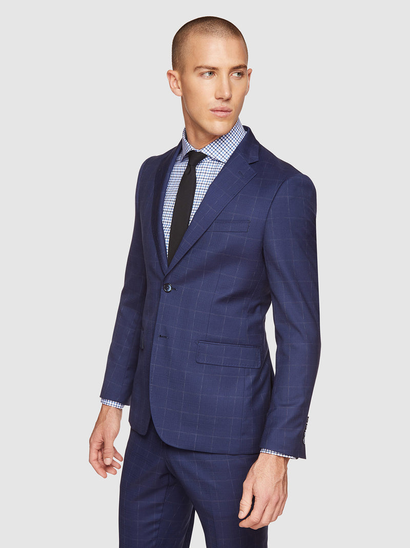 BYRON WOOL STRETCH CHECKED JACKET