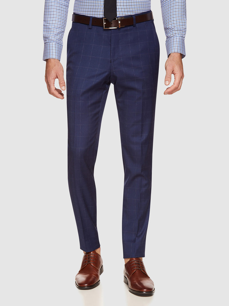 BYRON WOOL STRETCH CHECK TROUSERS