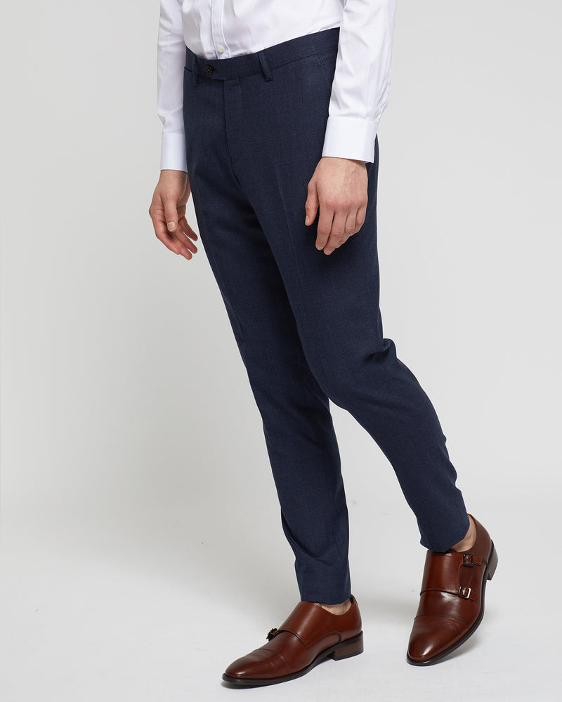 BYRON WOOL STRCH CHECKED TROUSERS