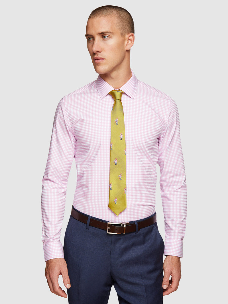 BECKTON DOBBY CHECKED SHIRT PINK