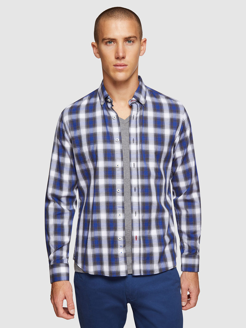 STRATTON CHECKED SHIRT GREY/BLUE