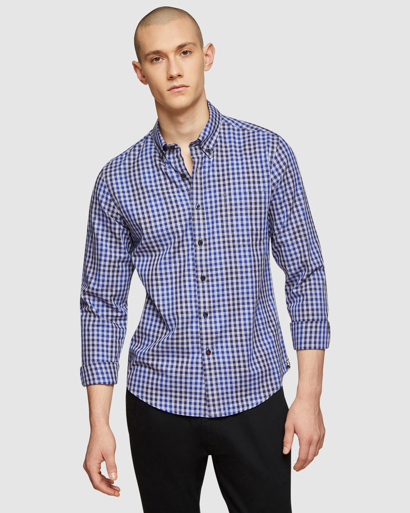 UXBRIDGE CHECKED SHIRT GREY/BLUE