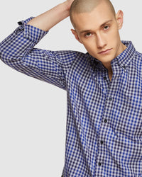 UXBRIDGE CHECKED SHIRT GREY/BLUE