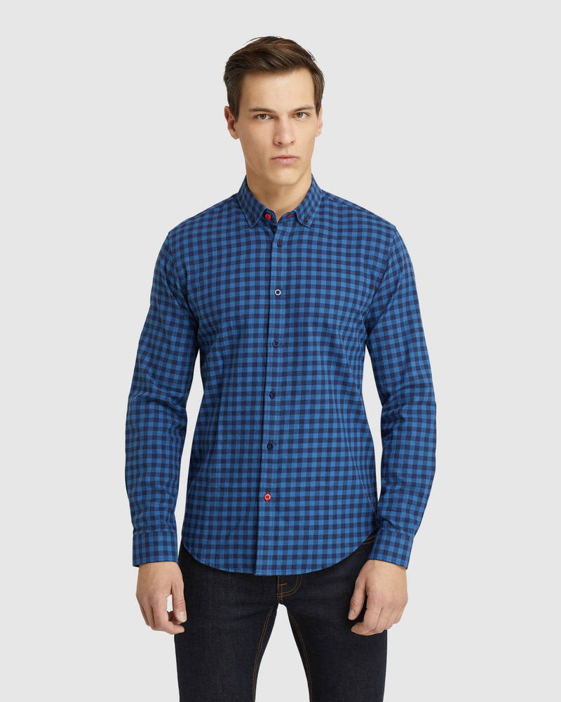 STRATTON CHECKED SHIRT BLUE