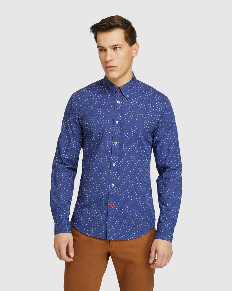 UXBRIDGE SPOT PRINT SHIRT NAVY