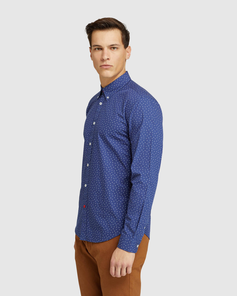 UXBRIDGE SPOT PRINT SHIRT NAVY