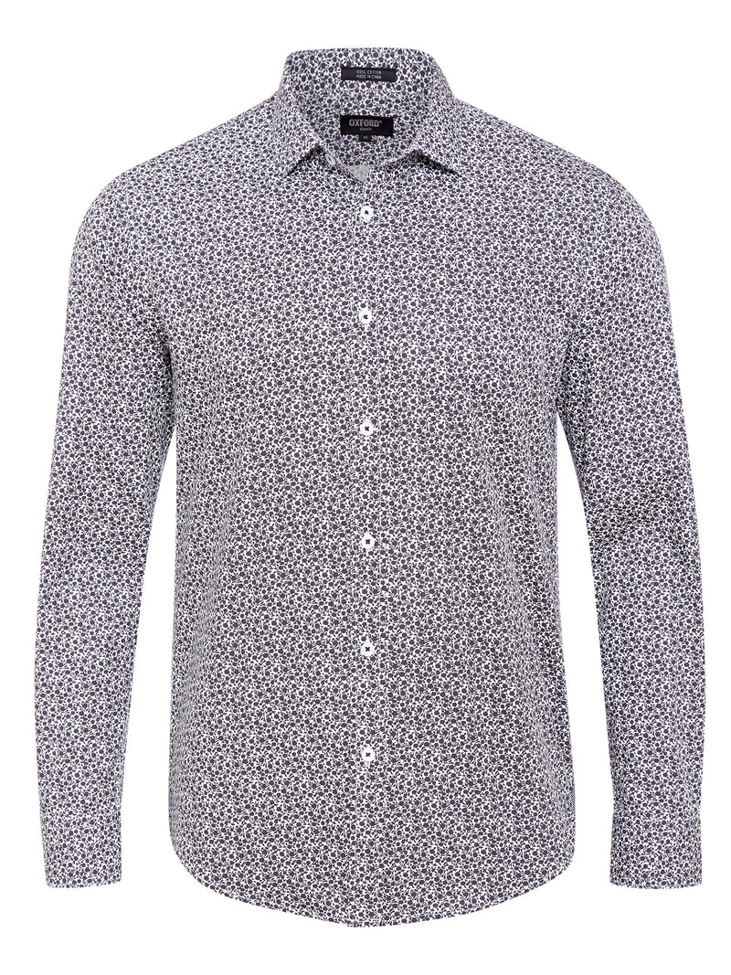 KENTON DAISY PRINT SHIRT BLACK/WHITE