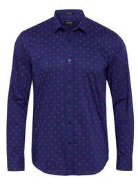 KENTON PRINTED SHIRT NAVY/RED