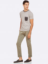 CONTRAST TRIM T-SHIRT GREY