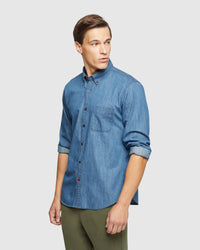 PORTLAND REG FIT BLEACH WASH SHIRT MENS SHIRTS