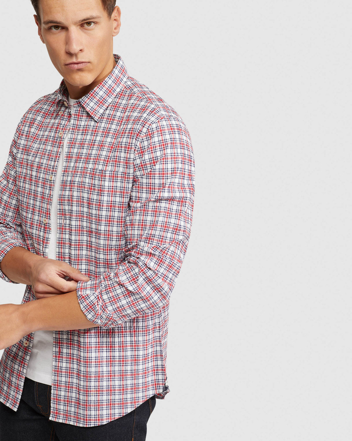 PORTLAND SEERSUCKER CHECK REGULAR SHIRT MENS SHIRTS