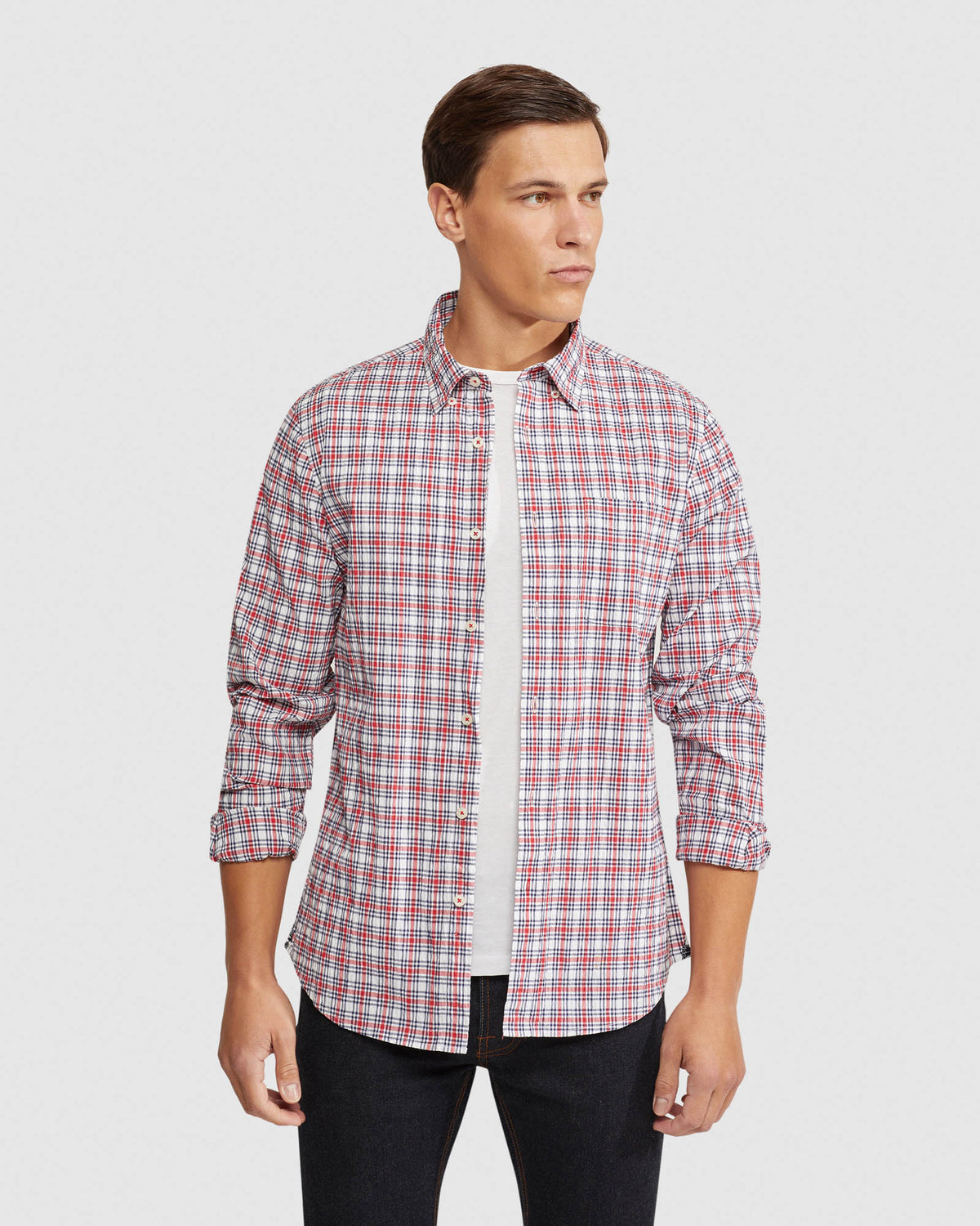 PORTLAND SEERSUCKER CHECK REGULAR SHIRT MENS SHIRTS