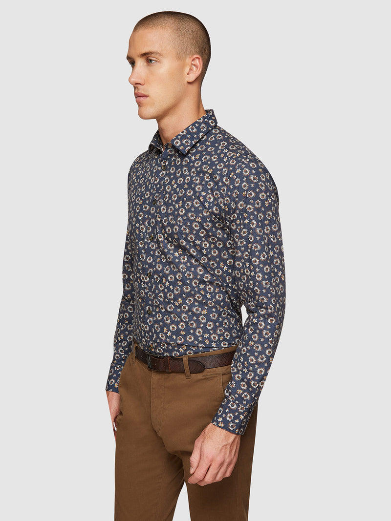 KENTON FLORAL PRINT SHIRT NAVY/TAN