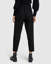 SLOANE STRETCH CTTN PAPERBAG PANTS BLACK