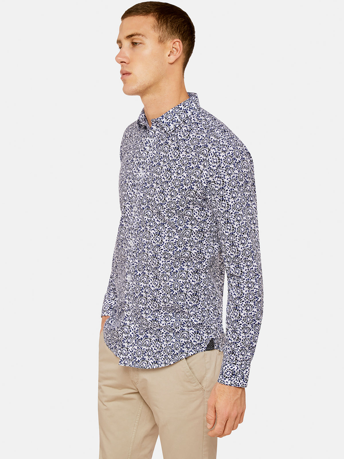 KENTON FLORAL PRINTED SHIRT NAVY/CHARCOAL