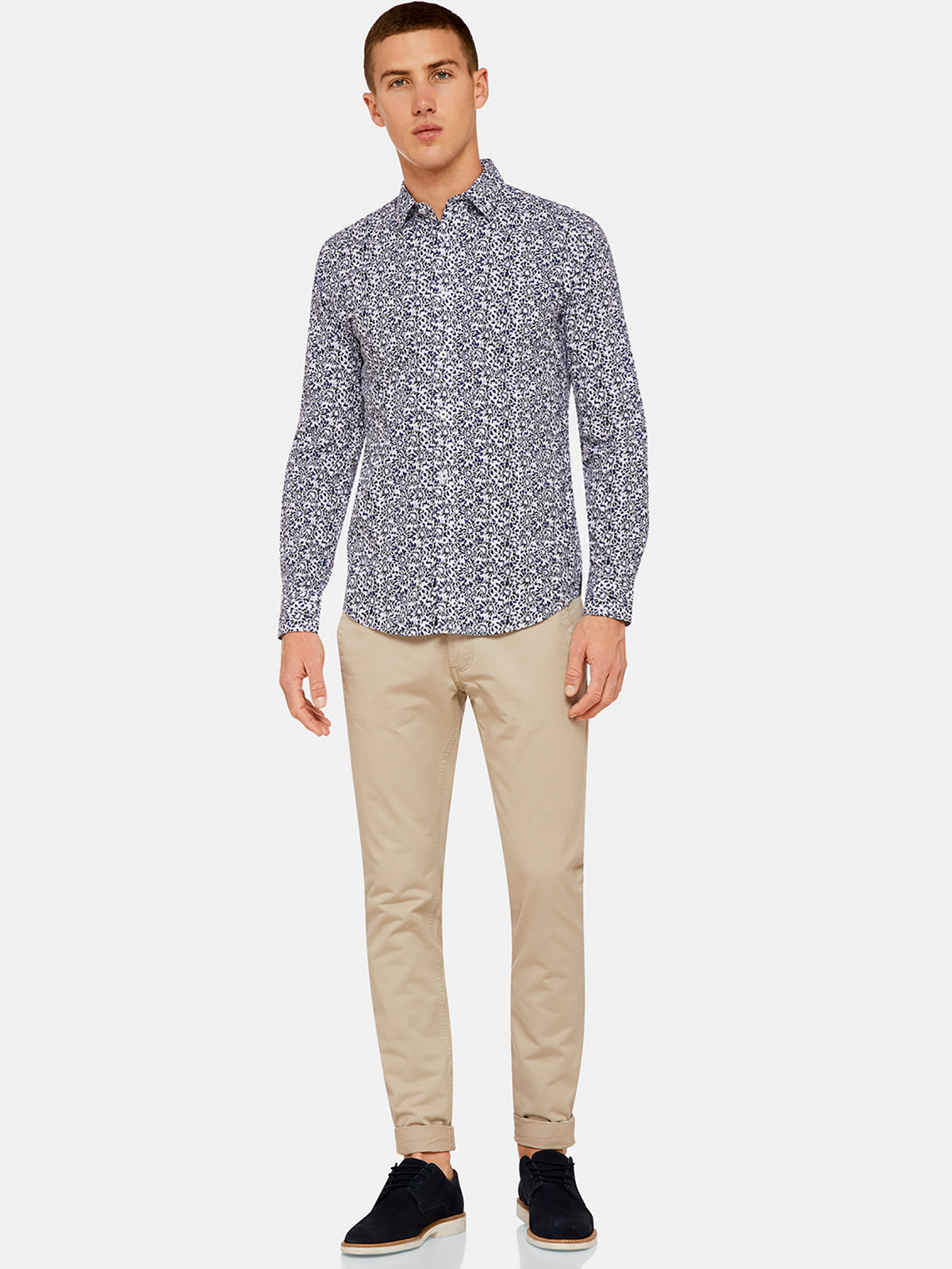 KENTON FLORAL PRINTED SHIRT NAVY/CHARCOAL