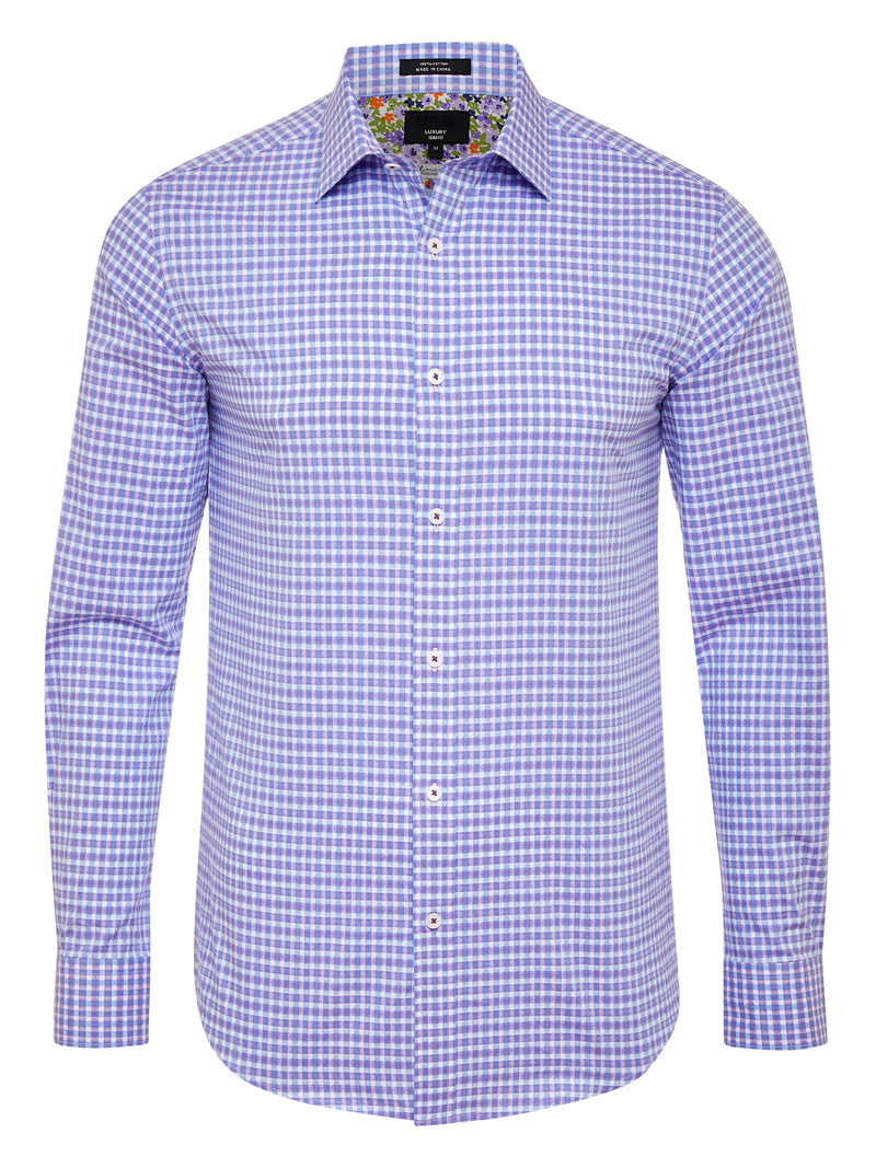 BECKTON LUXURY CHECKED SHIRT PURPLE