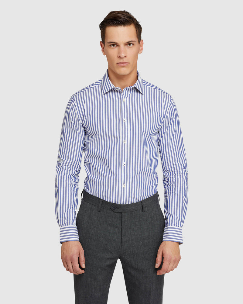 BECKTON STRIPED DOBBY SHIRT BLUE