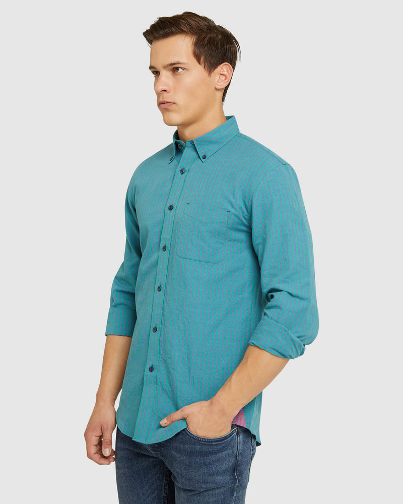 UXBRIDGE LINEN COTTON CHECK SHIRT