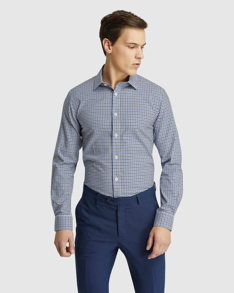 BECKTON CHECKED SHIRT NAVY