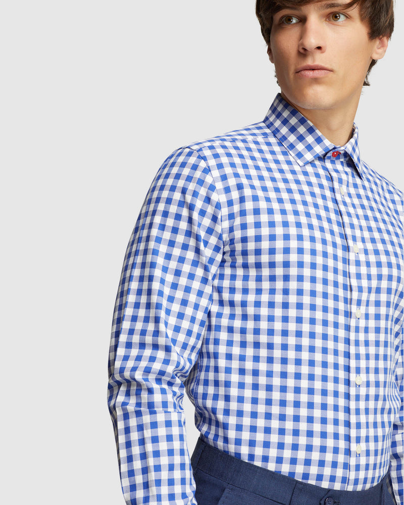 BECKTON CHECKED SHIRT FRENCH BLUE