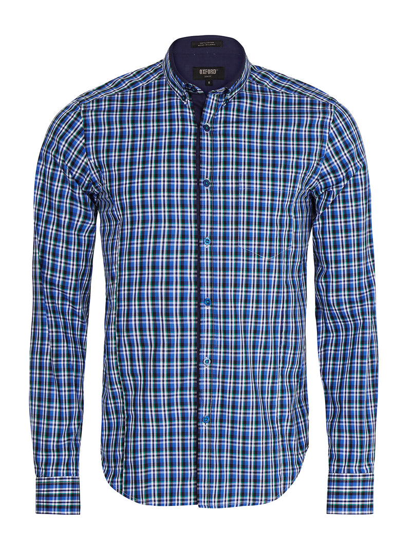 LEYTON CHECKED SHIRT BLUE