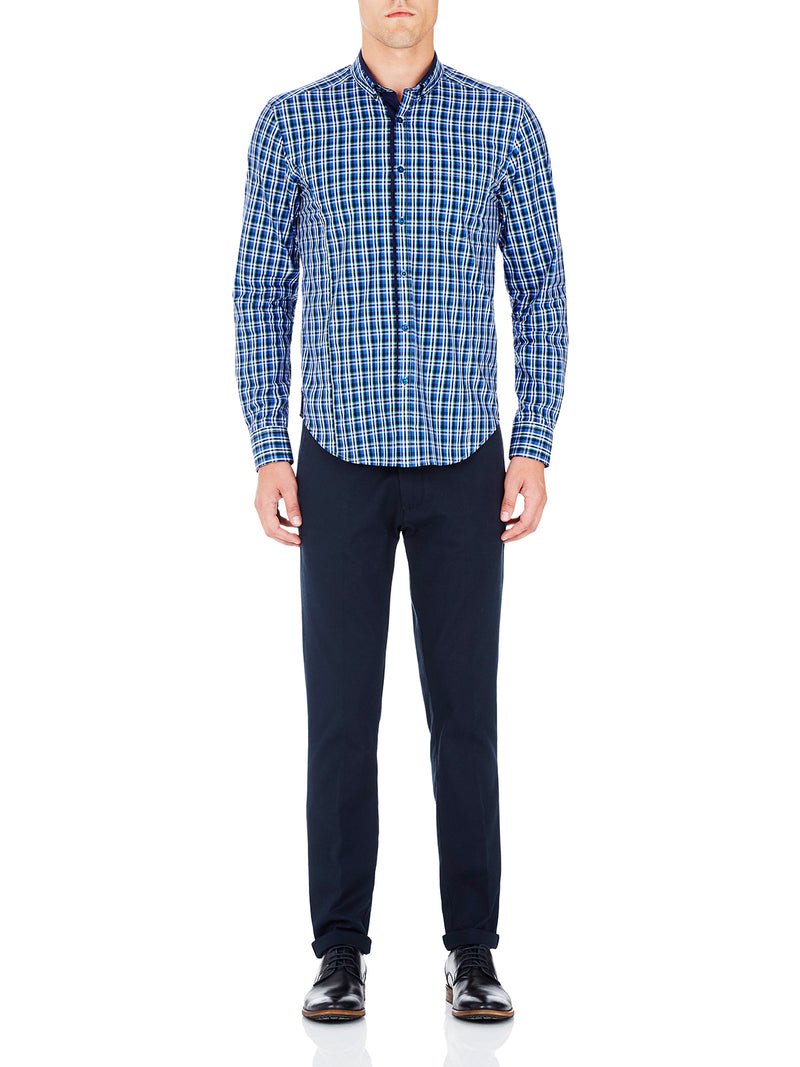 LEYTON CHECKED SHIRT BLUE